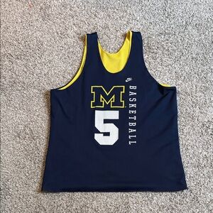 Nike Men's Michigan Reversible Navy and Yellow Basketball Tank
